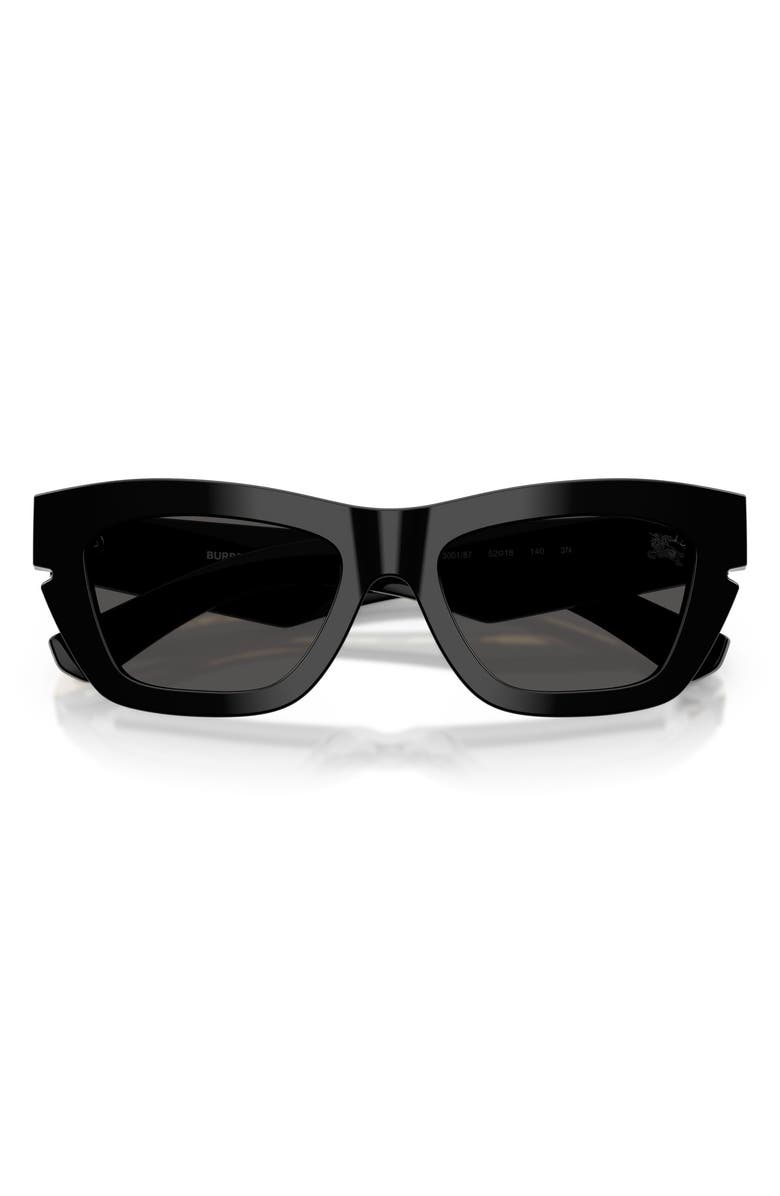Burberry 52mm Irregular Sunglasses, Alternate, color, Black