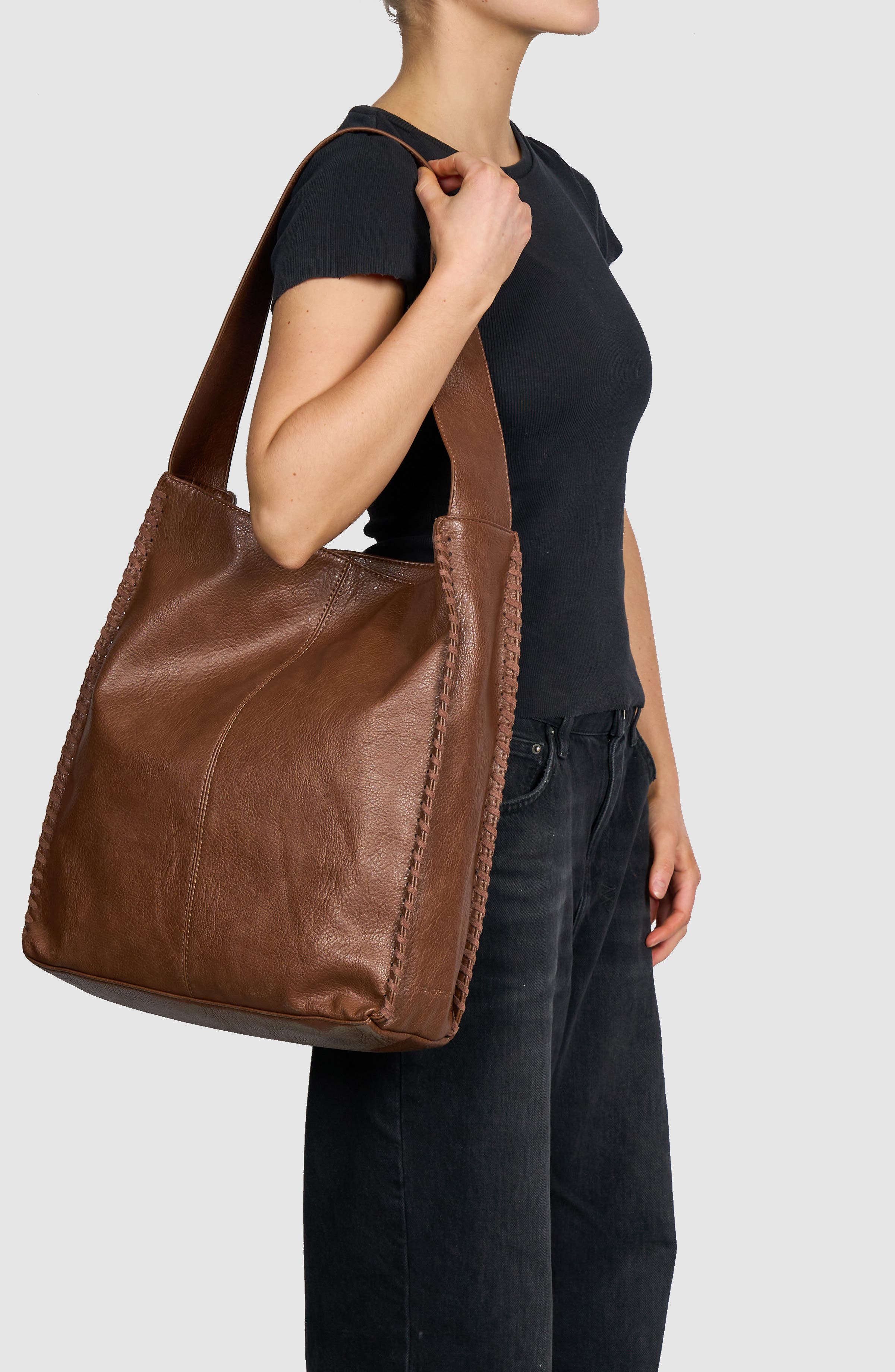 Urban Originals Knowing Vegan Leather Shoulder Bag, Alternate, color, Chocolate