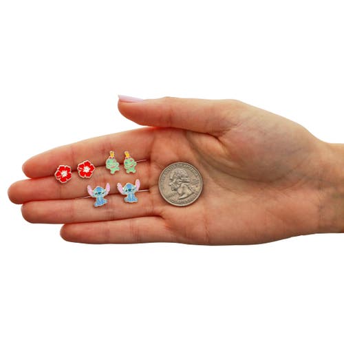 Disney Silver Plated Stud Earring Set, 3 Pairs In Multi