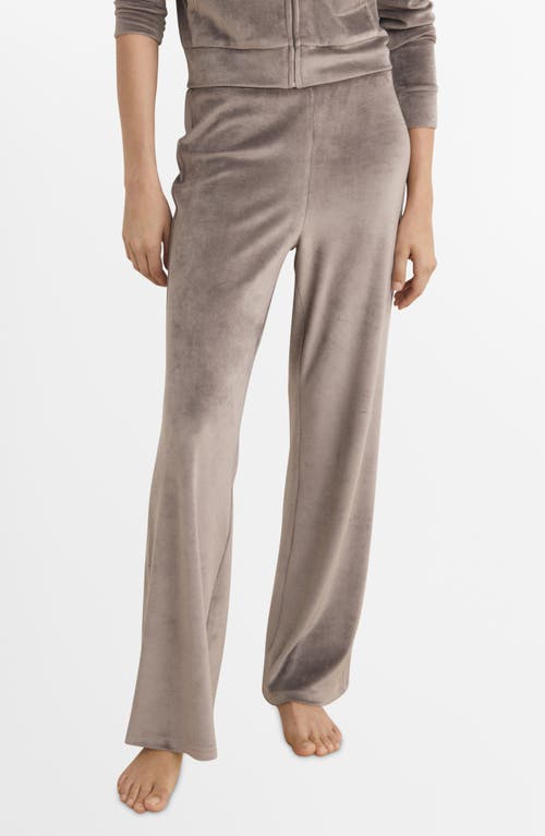 Mango Soft Touch Velour Pajamas Pants In Brown