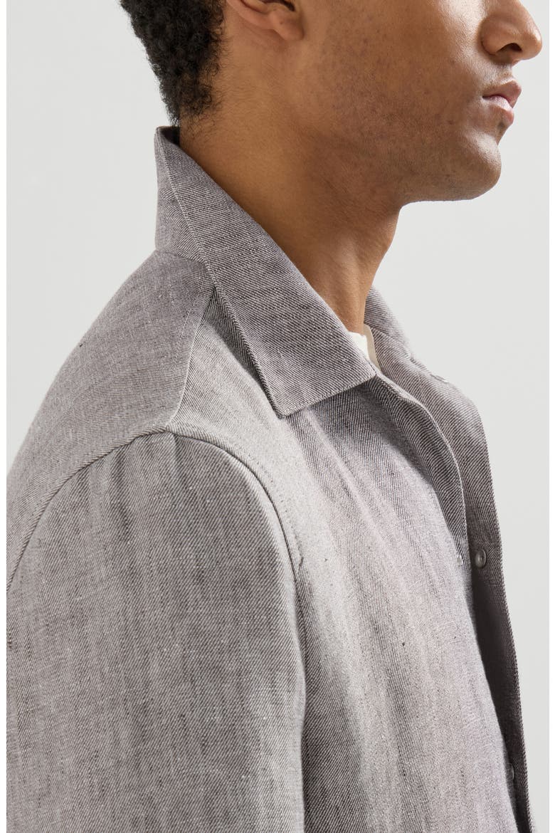Linen and hemp diagonal outerwear jacket, Alternate, color, Light Brown