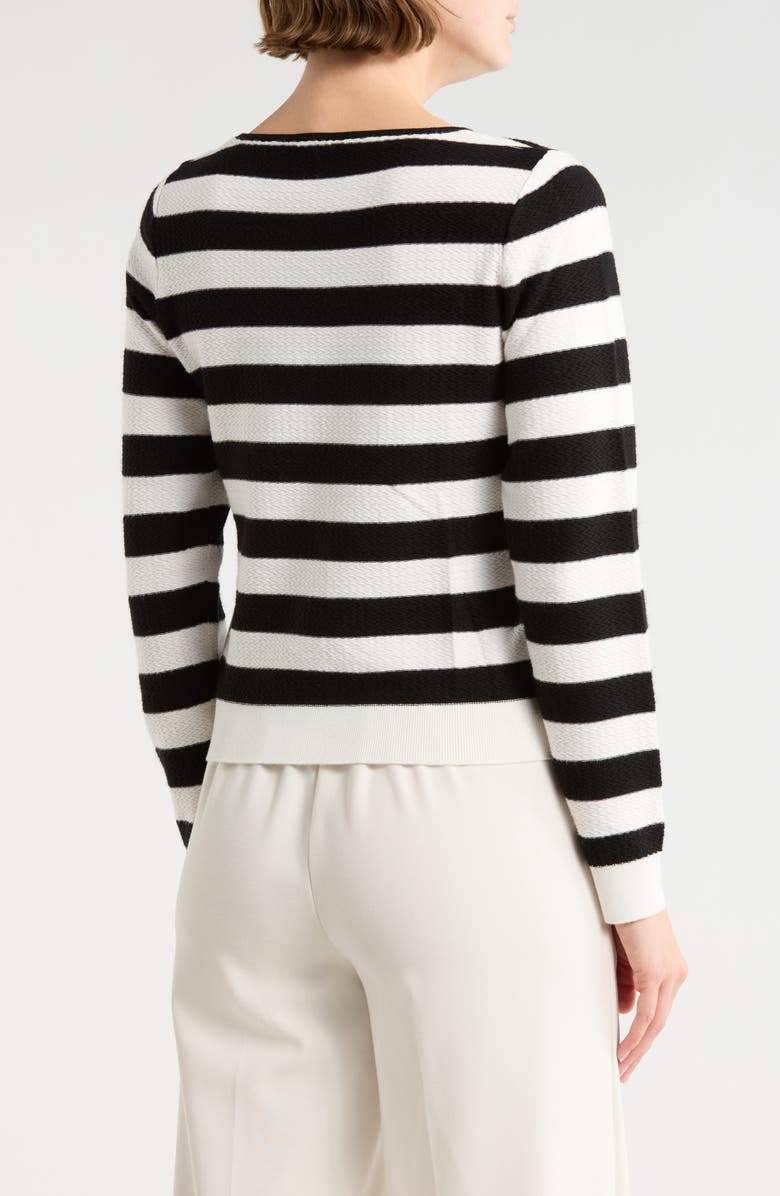 Adrianna Papell Contrast Tipped Bow Sweater, Alternate, color, Ivory/ Black