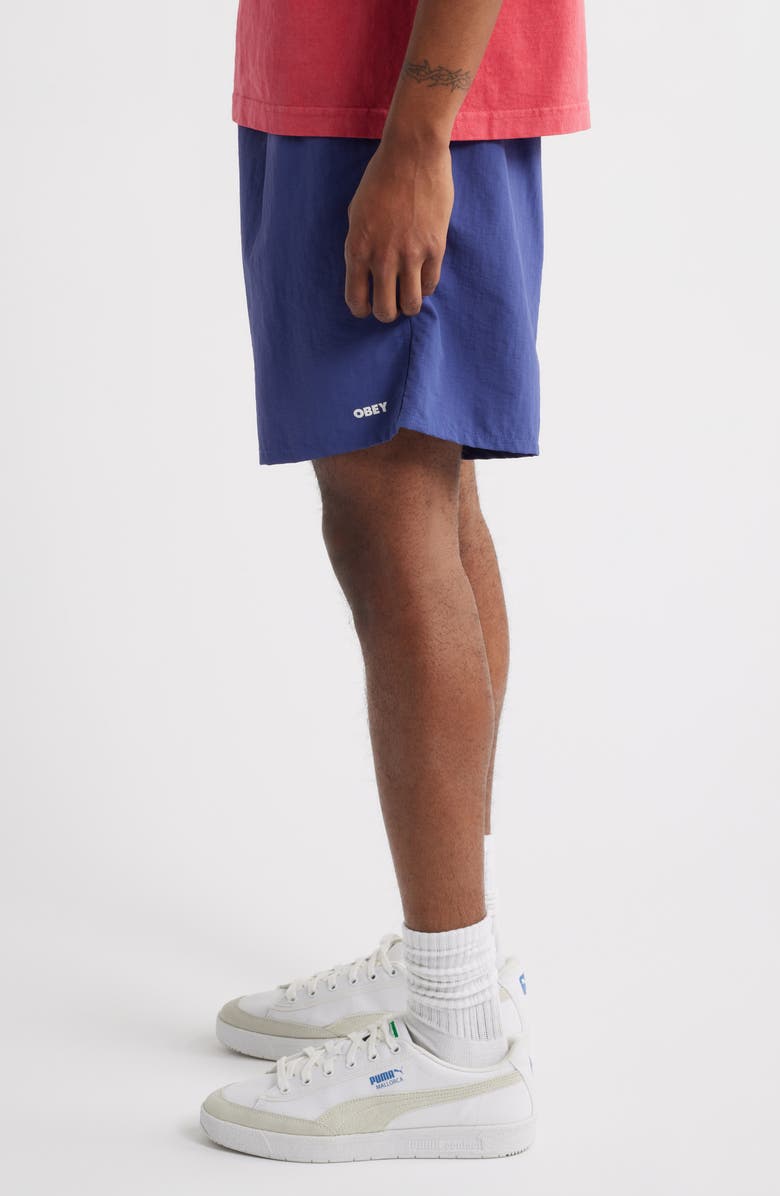 Obey Easy Bold Nylon Shorts, Alternate, color, Skipper Blue