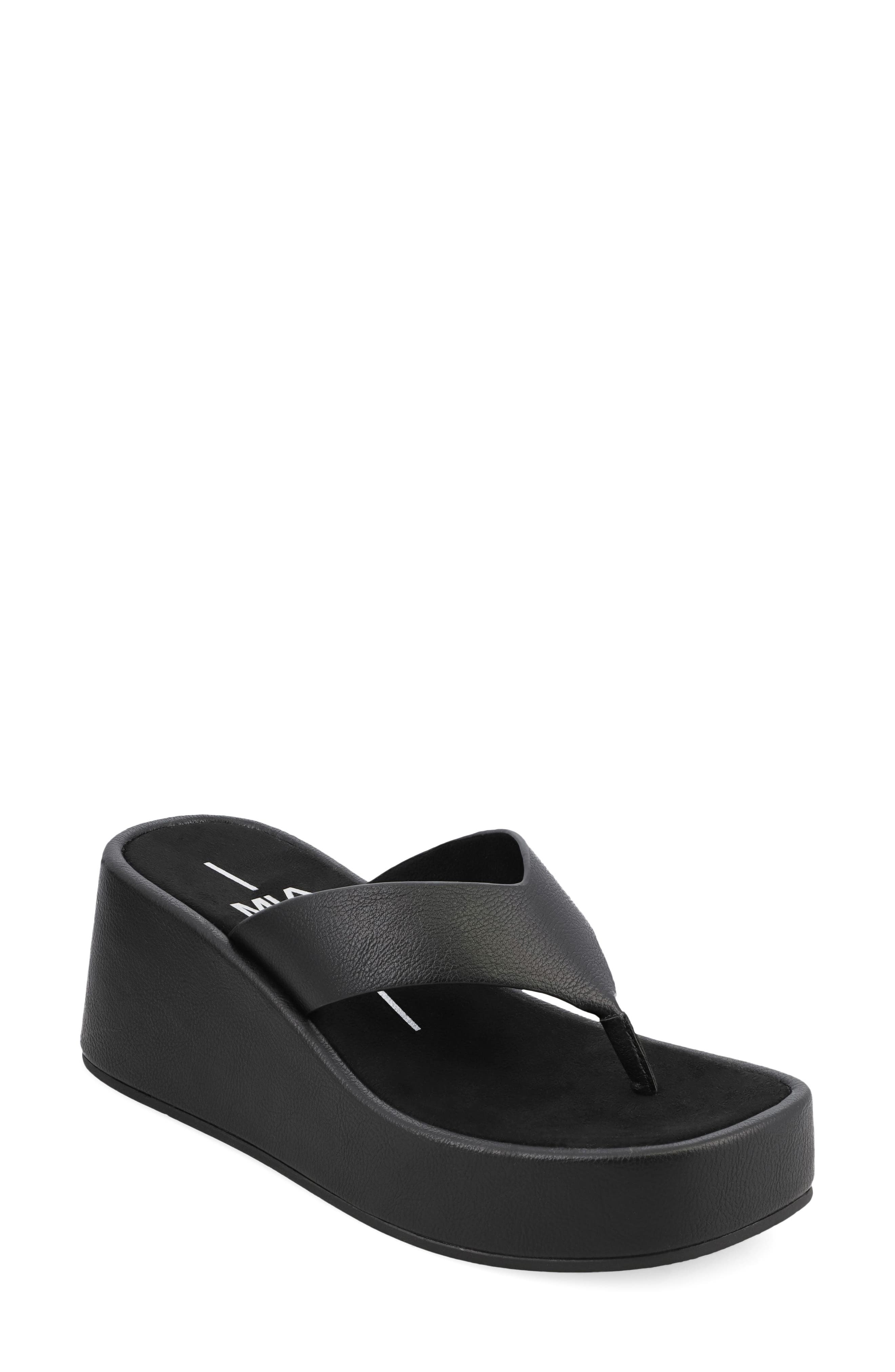 MIA Niccola Platform Wedge Flip Flop, Main, color, Black