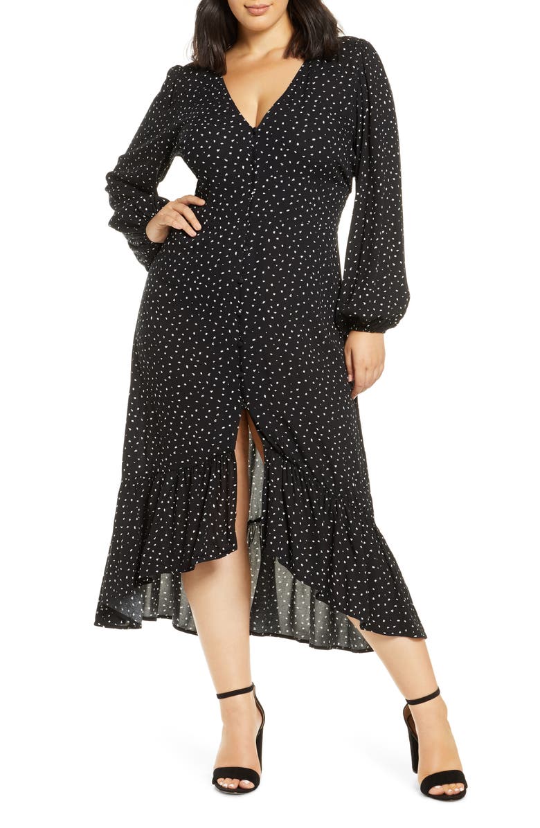 Leith Print Button Front Long Sleeve Maxi Dress, Main, color, 