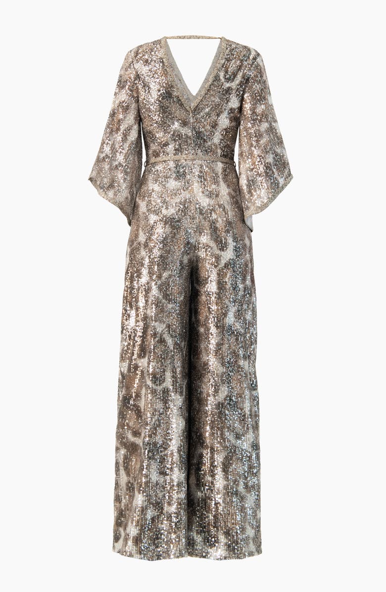 IVONNE Sequin Wide-Leg, V-Neck Jumpsuit, Alternate, color, Copper