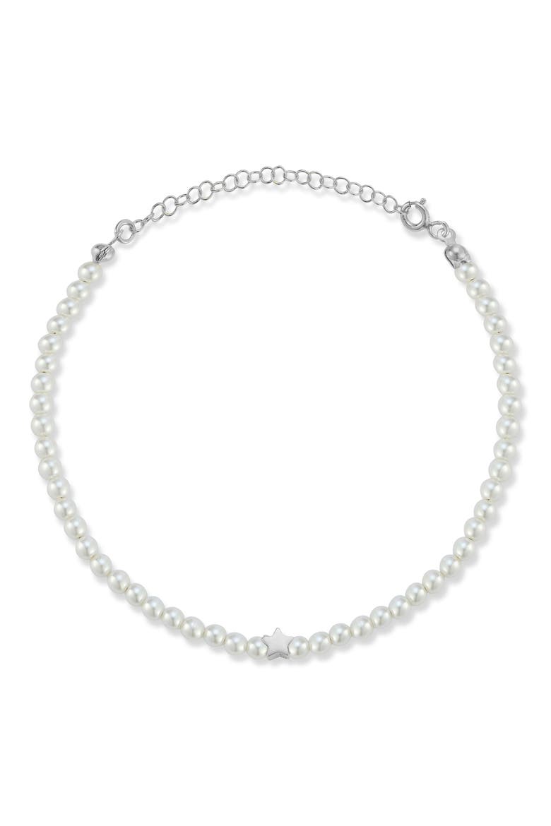 Cultured Pearl Star Charm Bracelet, Main, color, SILVER