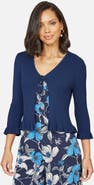 Yumi Tie Up Ribbed Frill Hem Cardigan