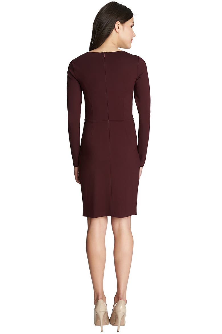 Ponte Tulip Hem Sheath Dress, Alternate, color, CHERRY NOIR