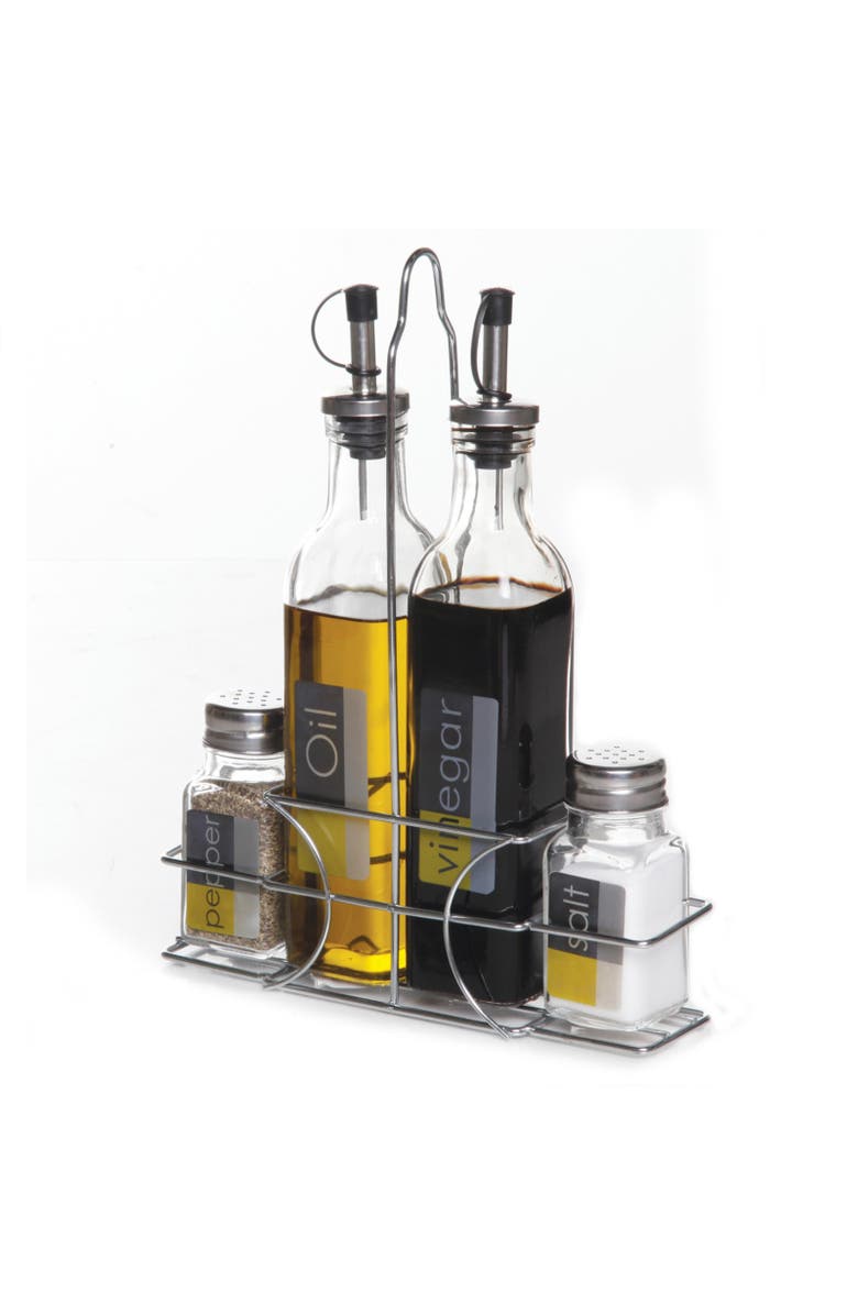 Gibson Home General Store 4-Piece Condiment Set with Wire Caddy, Alternate, color, Silver