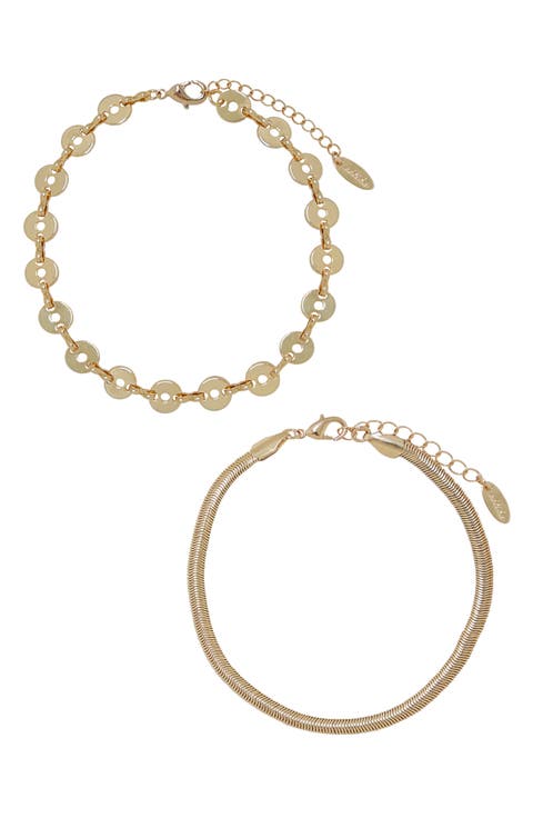 Disc & Flat Chain Anklet Set