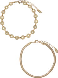 Ettika Disc & Flat Chain Anklet Set