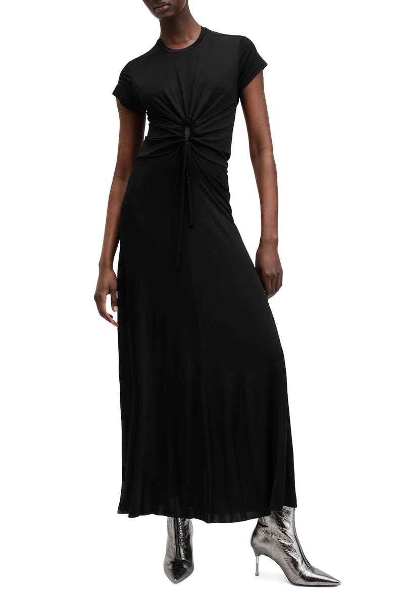 AllSaints Xylia Cutout Maxi Dress, Main, color, 