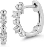 Dana Rebecca Designs Poppy Rae Alternating Pebble & Diamond Huggie Hoop Earrings