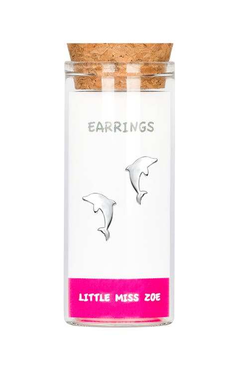 Kids' Sterling Silver Dolphin Stud Earrings in Gift Bottle