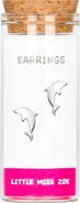Little Miss Zoe Kids' Sterling Silver Dolphin Stud Earrings in Gift Bottle