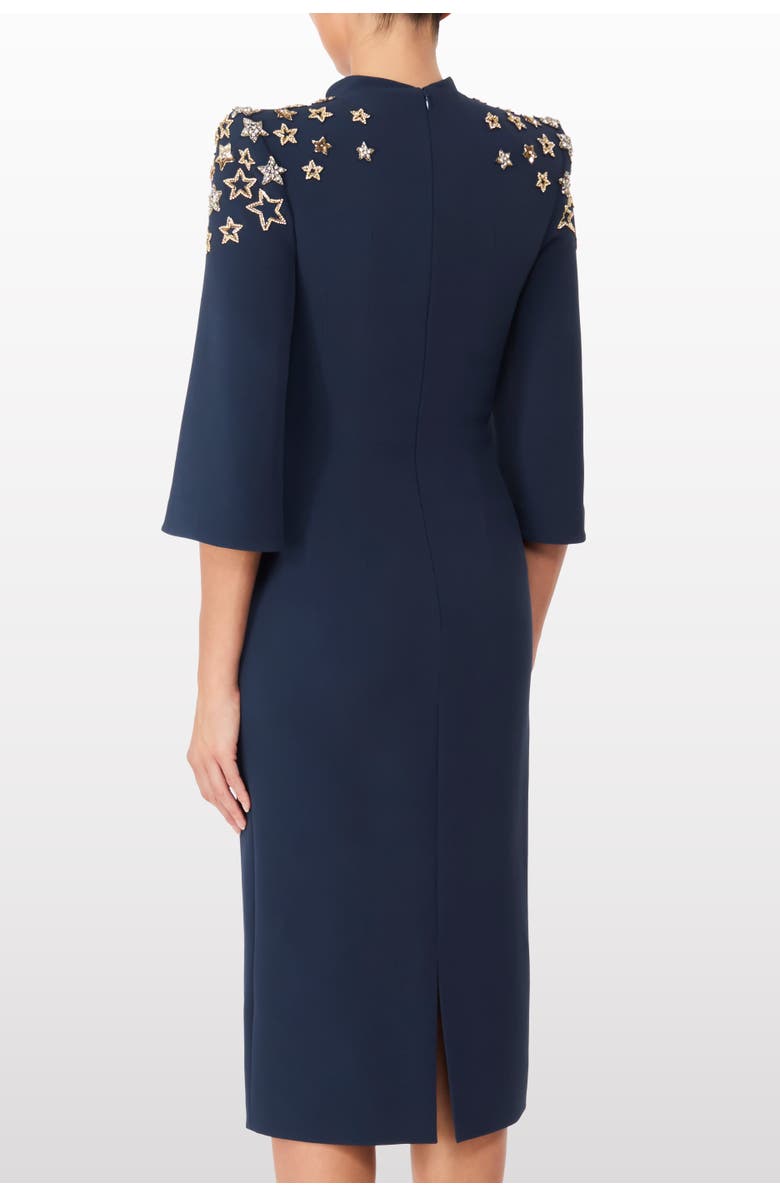 Jenny Packham Stella Star-embellished Mock-neck Midi Dress, Alternate, color, Blackthorne Blue