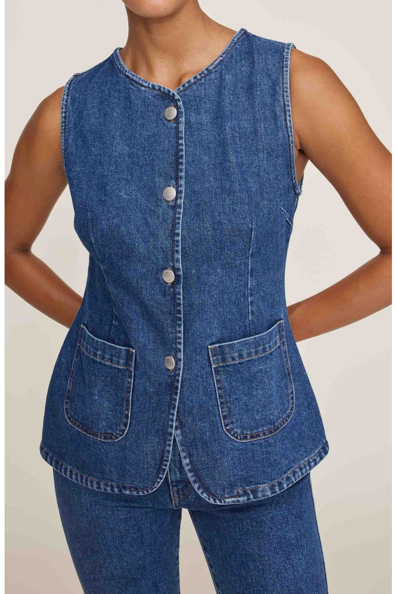 Amalie Denim Vest, Main, color, NORTH BEACH