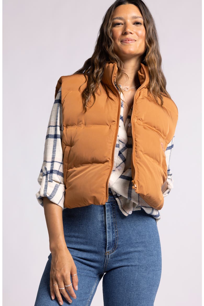 Issey Puffer Vest, Alternate, color, LEATHER BROWN