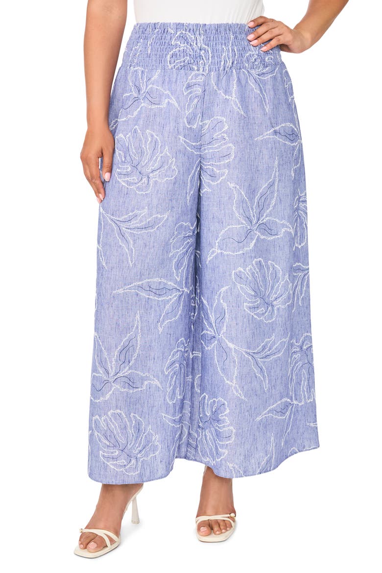 Embroidered Wide Leg Pants, Main, color, BASE BLUE