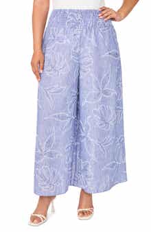 Embroidered Wide Leg Pants