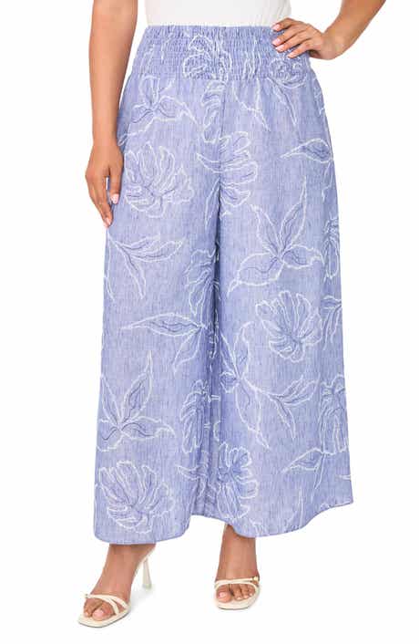 Embroidered Wide Leg Pants