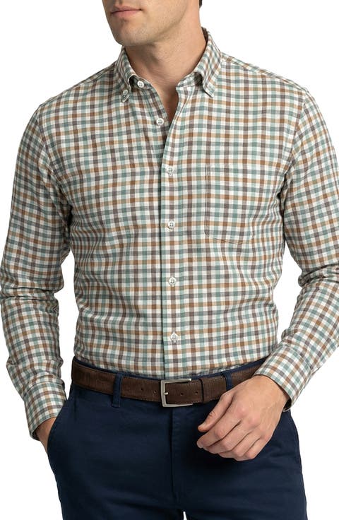Essex Regular Fit Checked Cotton Twill Button Down Shirt