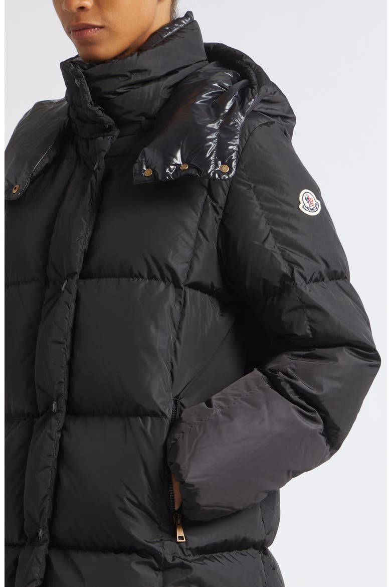 Litte Long Water Repellent Quilted Down Coat, Alternate, color, BLACK