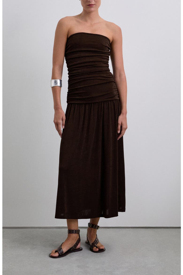 Strapplesjersey Dress, Main, color, Brown