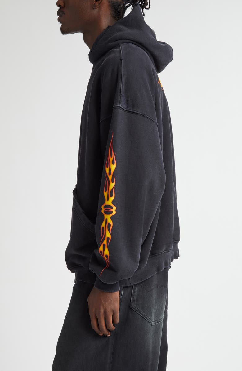Balenciaga Oversize Burning Unity Cotton Hoodie, Alternate, color, 