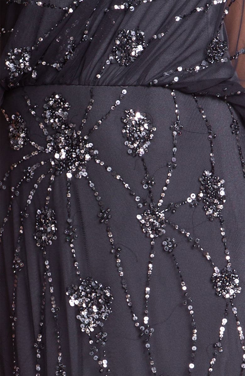 Adrianna Papell Beaded One Shoulder Blouson Gown, Alternate, color, 