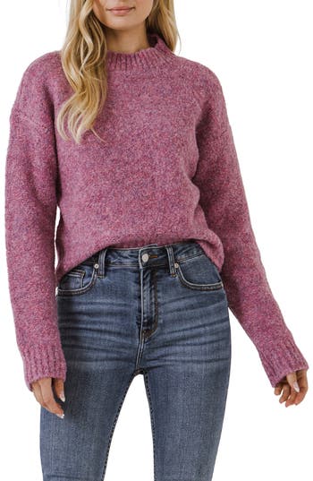 English Factory Round-neck Knit Sweater In Purple