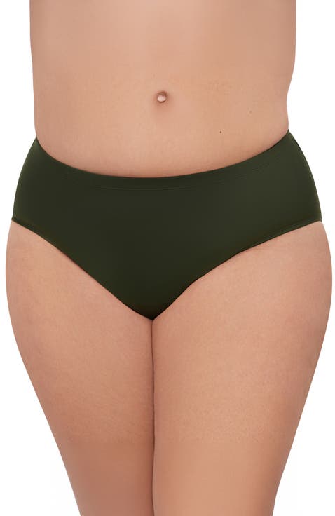 Plus Size Mid Rise Tummy Control Swim Brief
