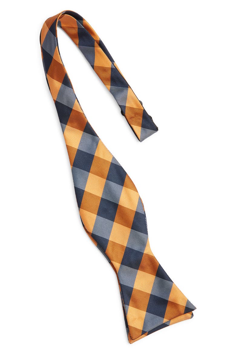Plaid Silk Bow Tie, Alternate, color, ORANGE
