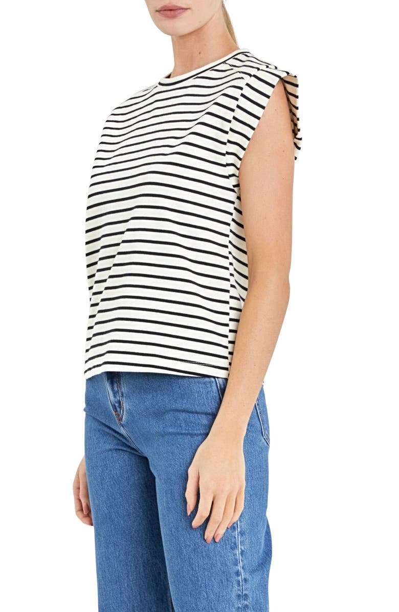 English Factory Stripe Cotton T-Shirt, Alternate, color, White/ Black