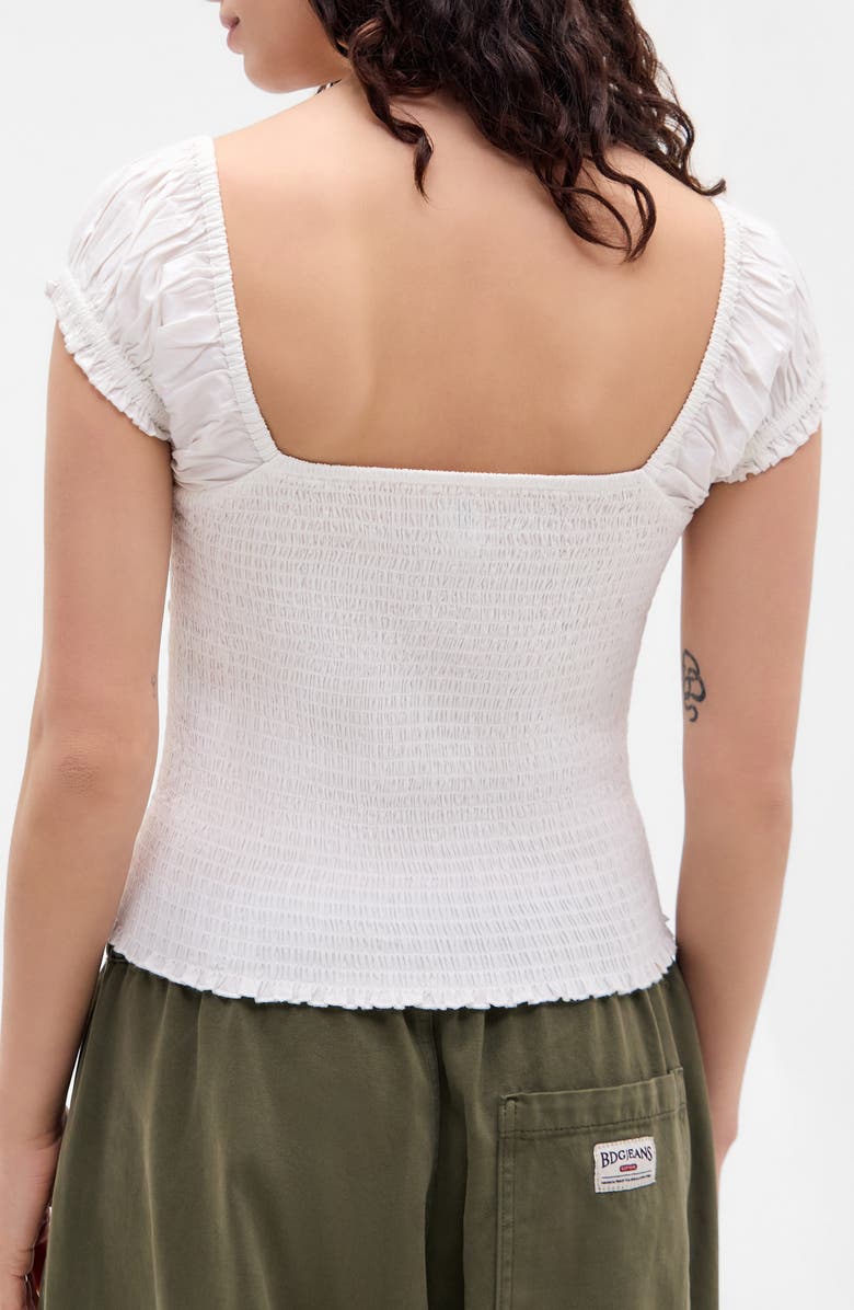 BDG Urban Outfitters Embroidered Smocked Cotton Top, Alternate, color, White