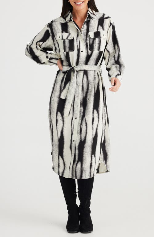 Brave+True Wonderland Long Sleeve Belted Shirtdress in Taipan 