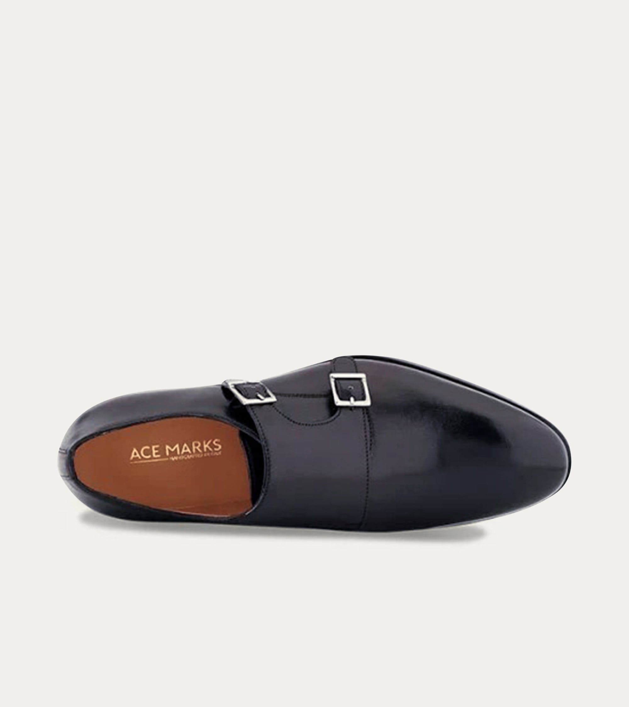 Ace Marks Kurt Plain Toe Monkstrap, Alternate, color, Black Antique
