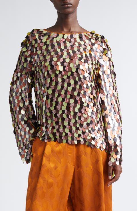Connu Paillette Long Sleeve Top