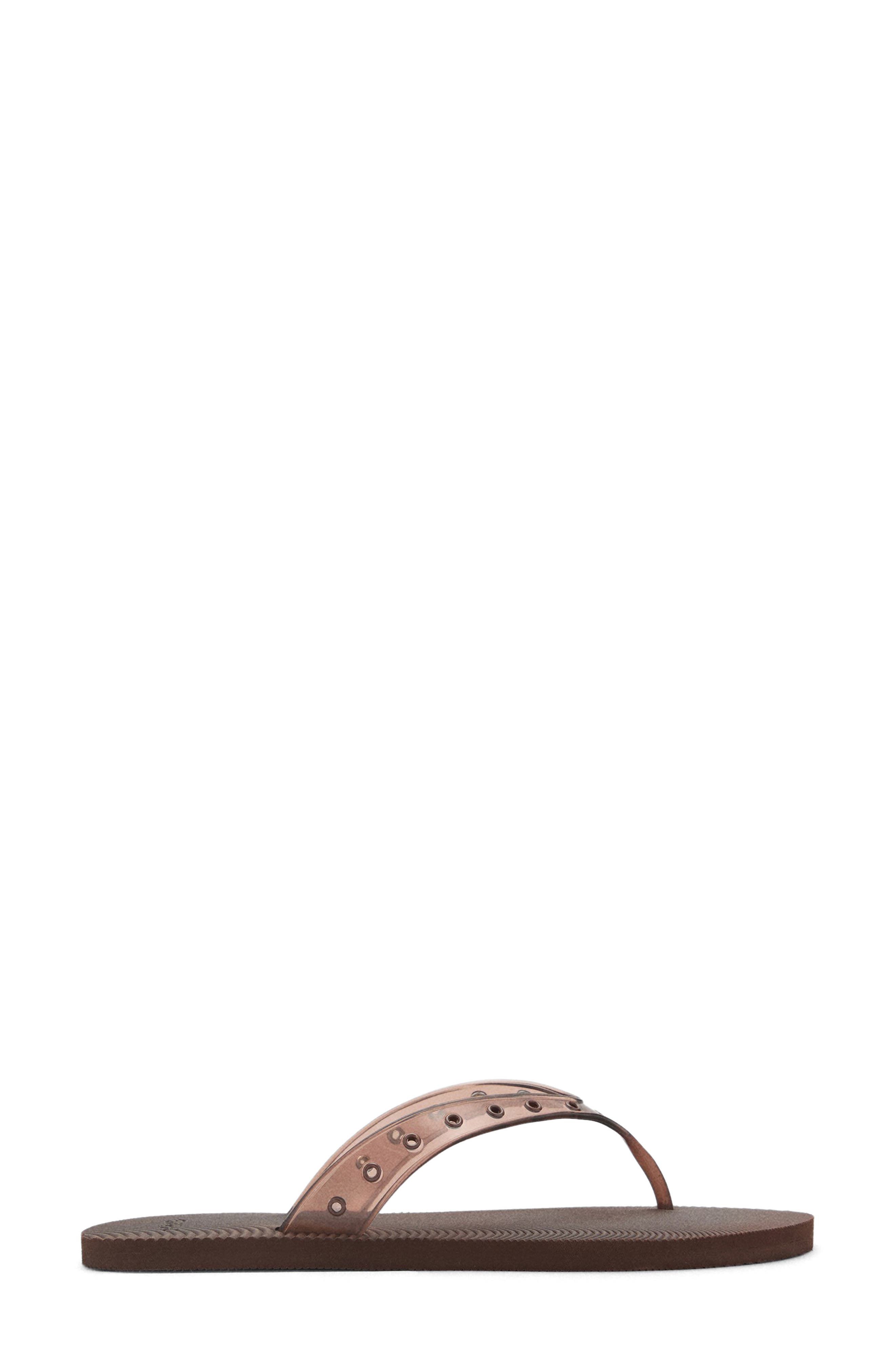 MANGO Grommet Detail Flip Flop, Alternate, color, Chocolate