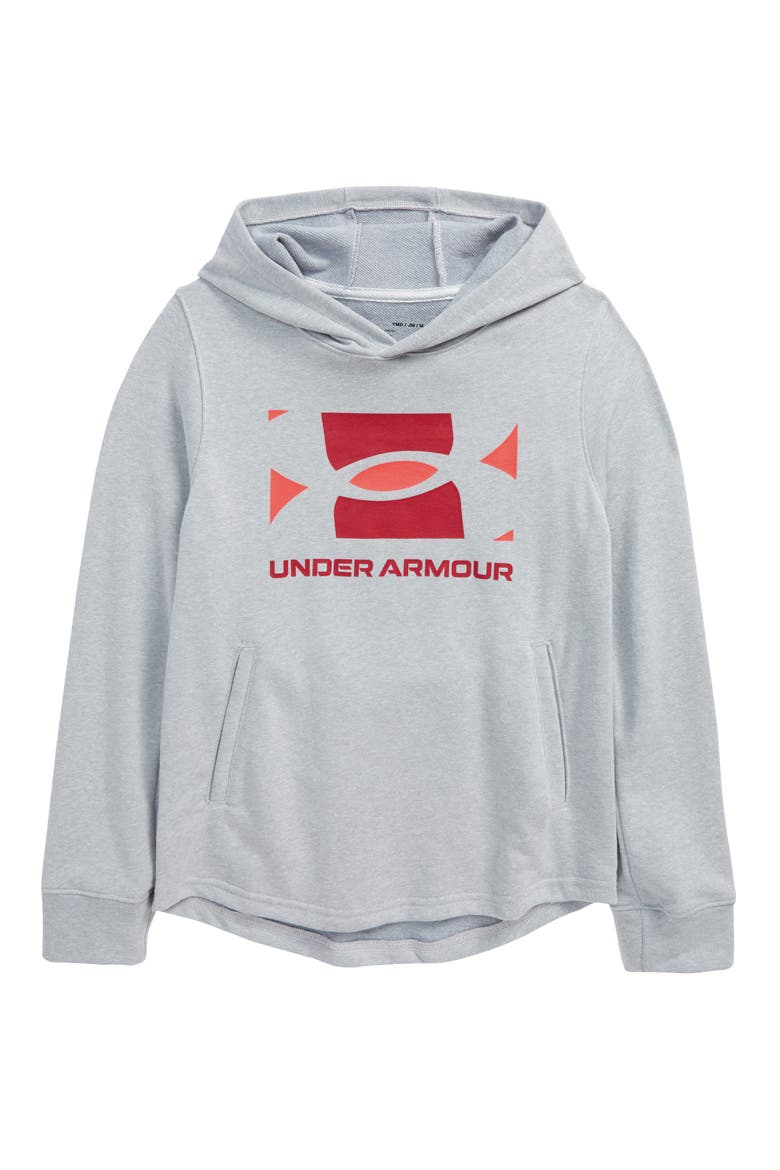 Kids' UA Rival Theory French Terry Hoodie, Main, color, MOD GRAY LIGHT HEATHER / BETA