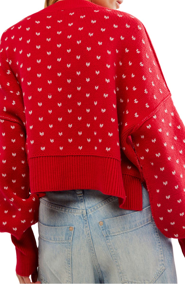 Free People Easy Street Oversize Crop Sweater, Alternate, color, Red Combo