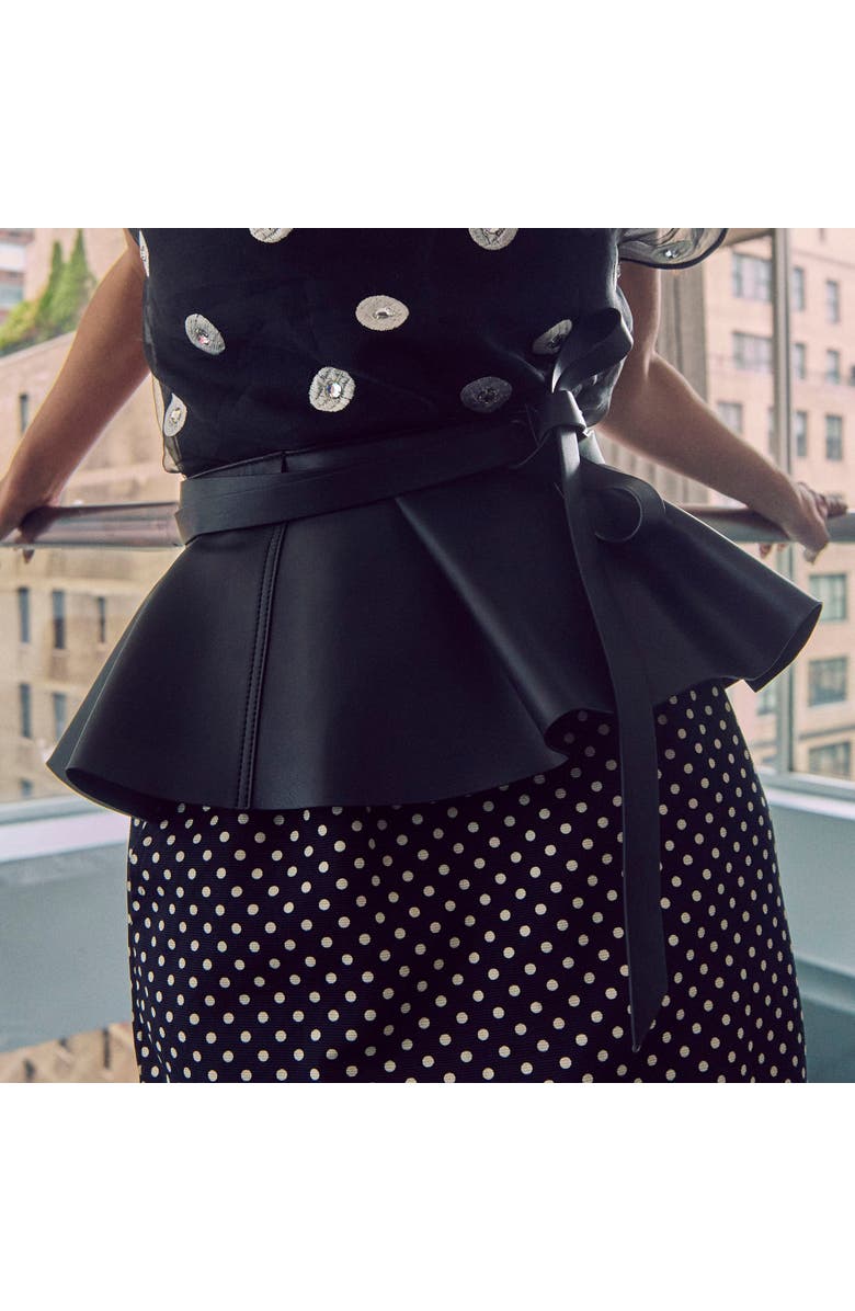 Lele Sadoughi Faux Leather Peplum Belt, Alternate, color, Jet 001