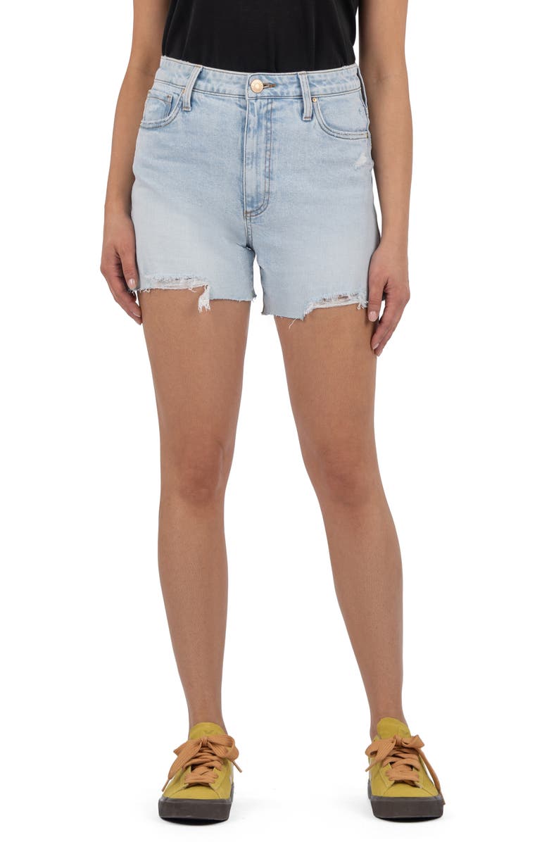 KUT from the Kloth Taylor Distressed High Waist Cutoff Denim Shorts, Main, color, Wisdom