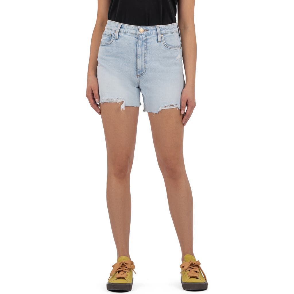 Kut From The Kloth Taylor Distressed High Waist Cutoff Denim Shorts In Blue