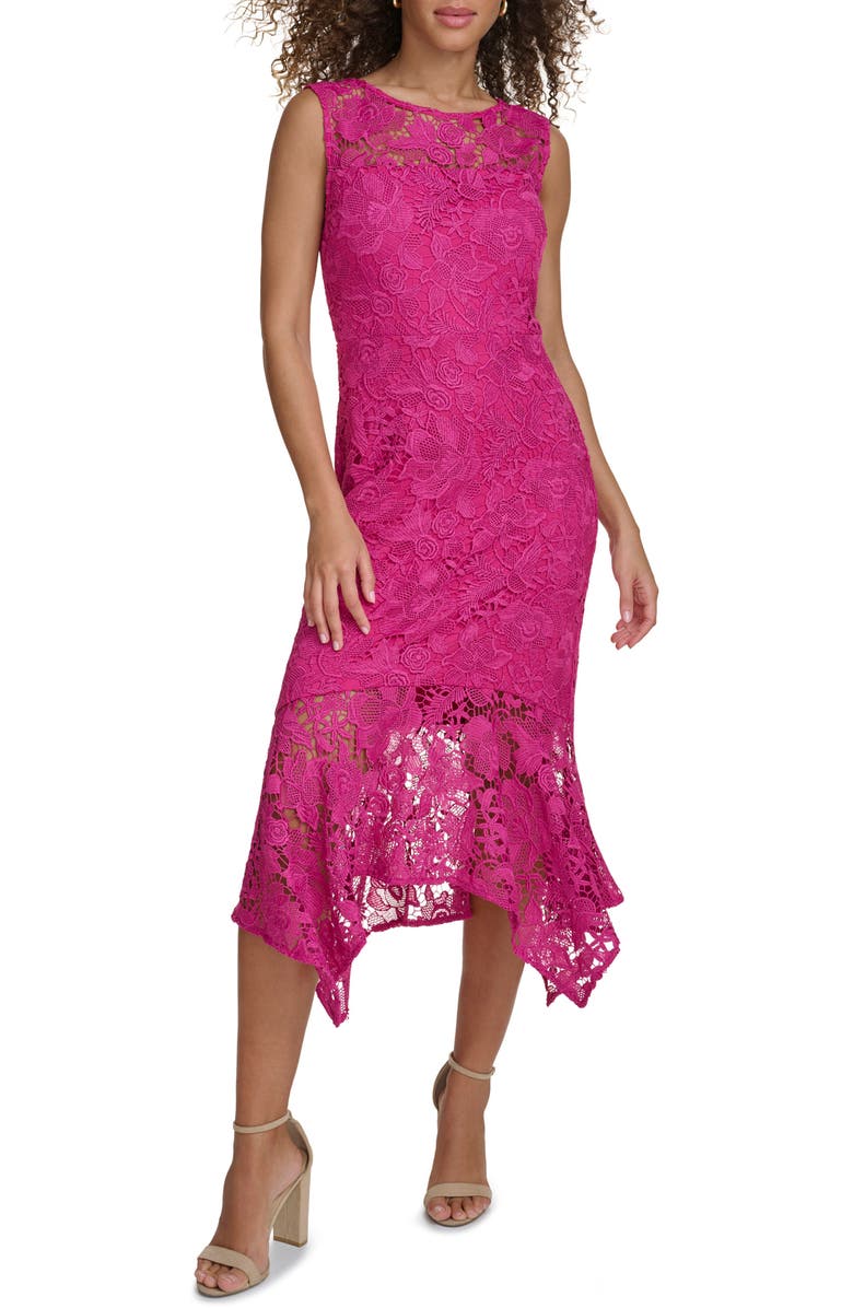 Kensie Sleeveless Lace Sheath Dress, Main, color, 