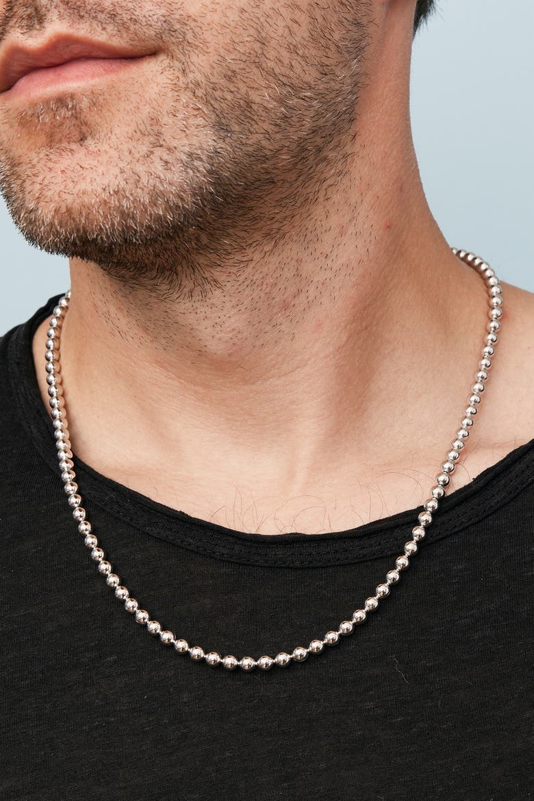 Sterling Silver Baller Bead Necklace, Alternate, color, Sterling Silver