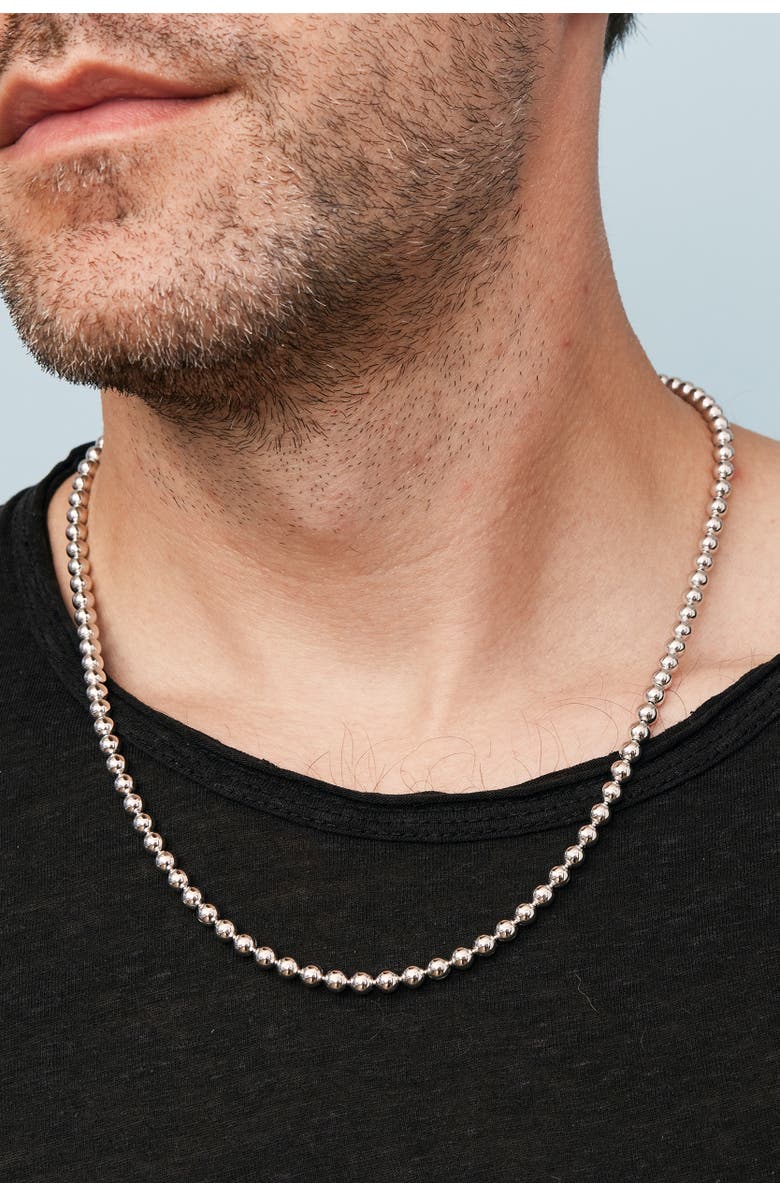 Oradina Sterling Silver Baller Bead Necklace, Alternate, color, Sterling Silver