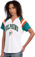 STARTER Women's Starter White Miami Dolphins Game On Notch Neck T-Shirt