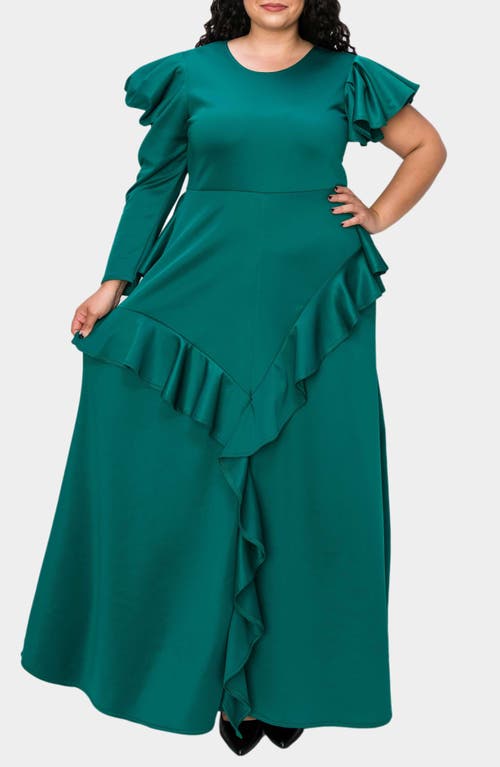 L I V D Vivienne Ruffle Maxi Dress In Green